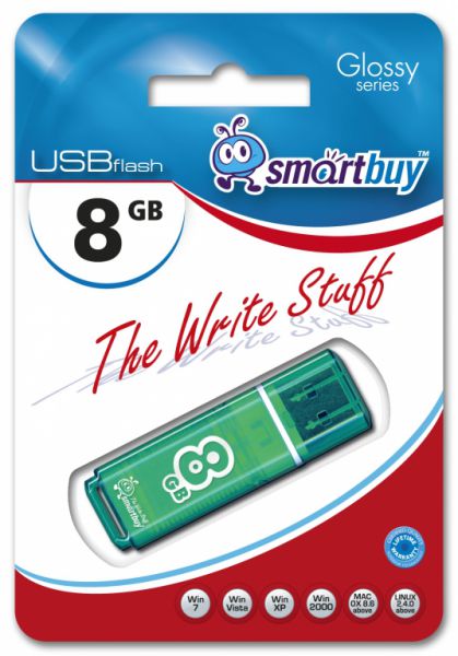 Флешка SmartBuy Glossy 8GB Green 8Гб зеленый